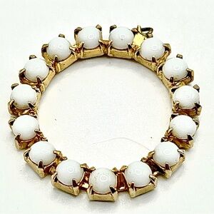 Vintage White Milk Glass Cabachon Necklace Pendant